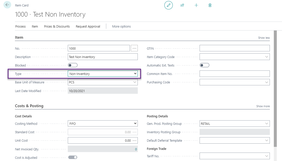 Non-Inventory Items and Locations – Business Central | AL Development ...